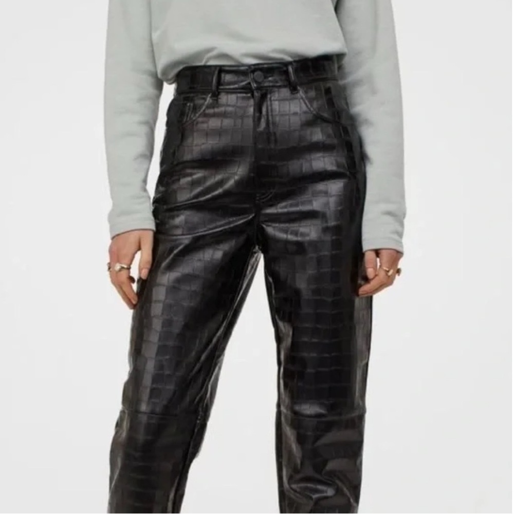 H&M Black Croc-Textured Pants